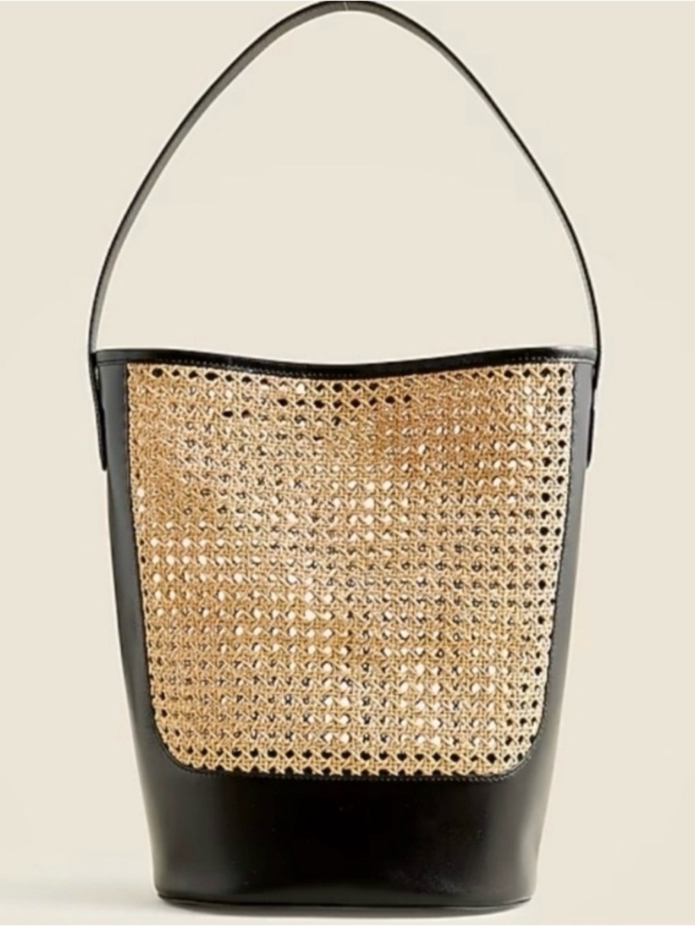 J. Crew Berkeley bucket bag in faux raffia and leather